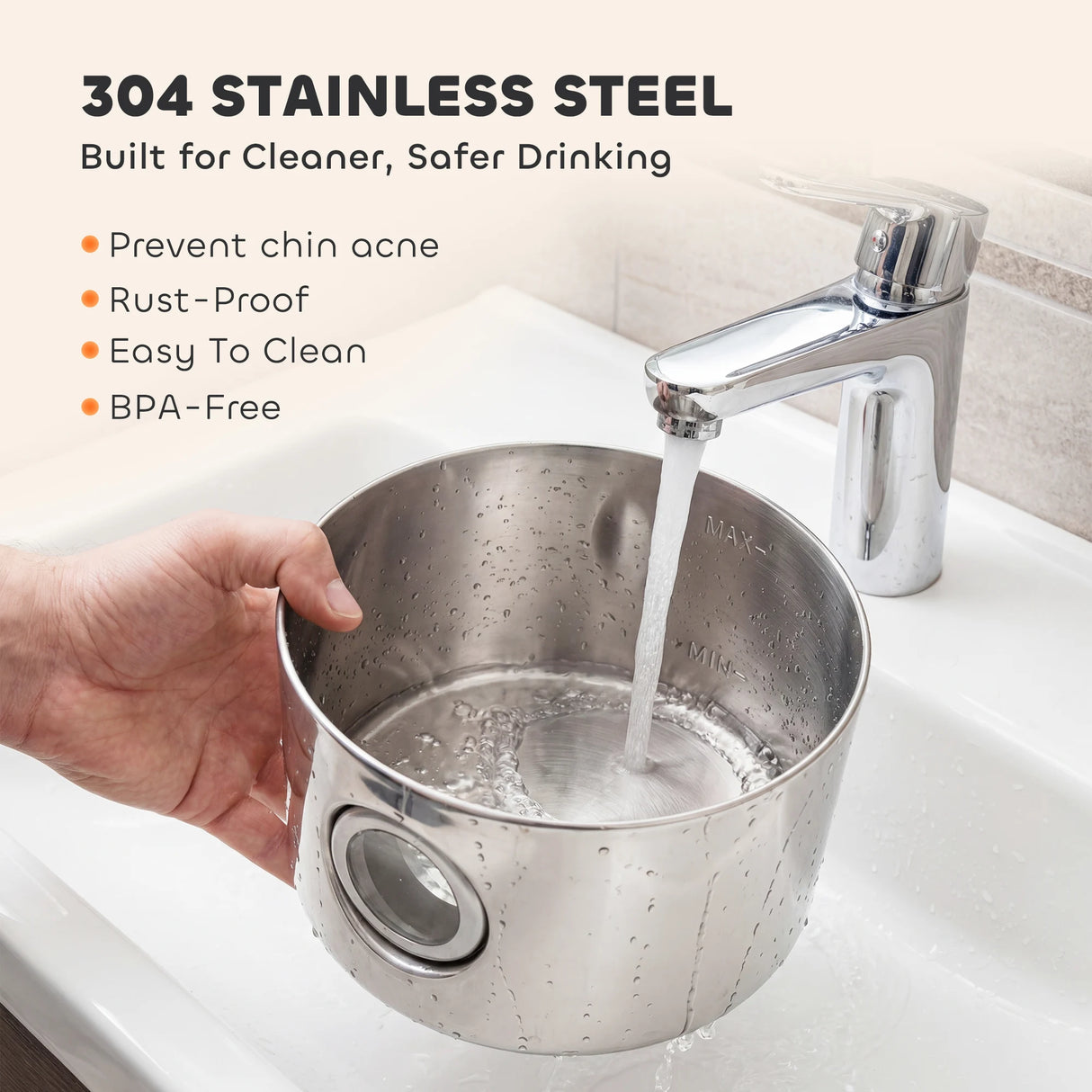 PawHut Wireless Cat Water Fountain for Drinking Stainless Steel, 4L/135oz Battery Operated Cat Fountain Cordless, 6 Filters