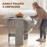 HOMCOM Folding Dining Table, Space-Saving Drop Leaf Kitchen Table for 4-6 People Grey