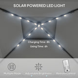 Outsunny 3.36 x 3.36m Pop Up Gazebo Party Tent with Solar-Powered LED Lights, Adjustable Event Shelter with Netting, Black