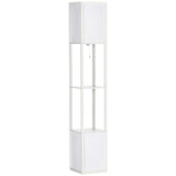 HOMCOM 156cm Floor Lamp Shelving Unit - White