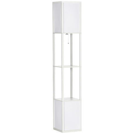 HOMCOM 156cm Floor Lamp Shelving Unit - White