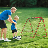 HOMCOM Double Sided Football Rebounder Net, Football Rebound Goal with Five Adjustable Angles, Red