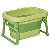 HOMCOM Foldable Baby Bathtub, with Stool - Green