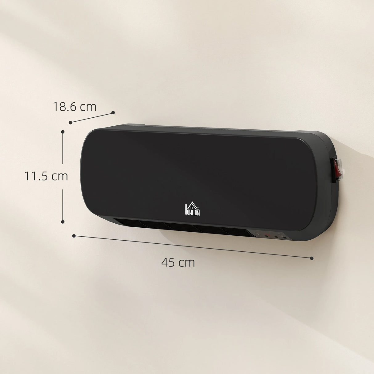 HOMCOM 2000W Wall Mounted Ceramic Space Heater, 10-49C Temperature, Black