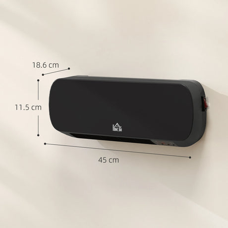 HOMCOM 2000W Wall Mounted Ceramic Space Heater, 10-49C Temperature, Black