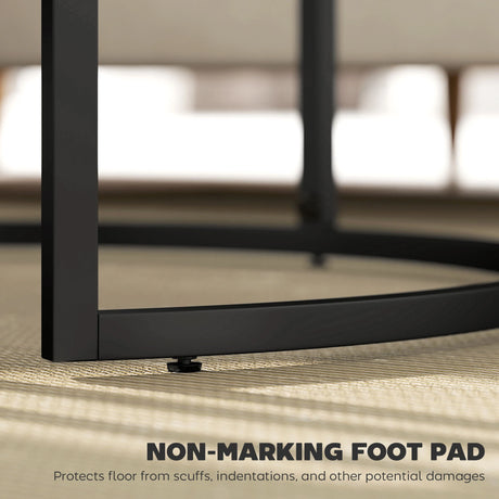 HOMCOM Set of Two Marble-Effect Stacking Tables - Grey/Black