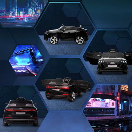 HOMCOM Audi E-tron Licensed 12V Kids Electric Ride on, Electric Car for Kids, with Parental Remote, Music Lights MP3, Suspension Wheels, for 3-5 Years, Black