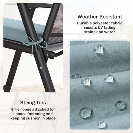 Outsunny Set of 6 Chair Cushion Seat Pads Dining Chair w/ Straps, Indoor Outdoor Removable Tie On Garden Patio, Light Grey
