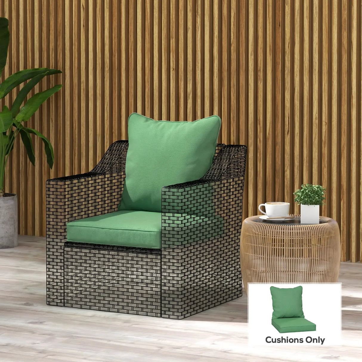 Outsunny Seat and Back Padded Cushion Set, CUSHION ONLY - Green