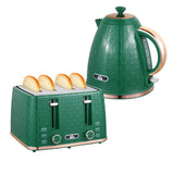 HOMCOM Kettle and Toaster Set, 1.7L 3000W Fast Boil Jug Kettle with Auto Shut Off, 4 Slice Toaster with 7 Level Browning Controls & Crumb Tray, Green