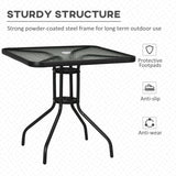 Outsunny Square Garden Dining Table with Tempered Glass Top & Umbrella Hole, 76 x 76 cm