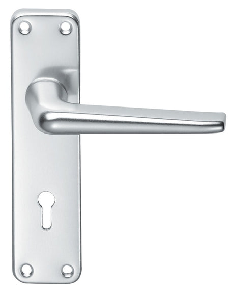 ALUMINIUM LEVER ON BACKPLATE - LOCK 57MM C/C - SATIN ANODISED ALUMINIUM - 152MM X 41MM - PAIR