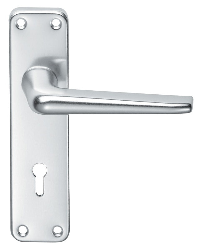 ALUMINIUM LEVER ON BACKPLATE - LOCK 57MM C/C - SATIN ANODISED ALUMINIUM - 152MM X 41MM - PAIR