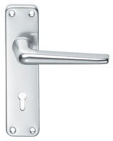 ALUMINIUM LEVER ON BACKPLATE - LOCK 57MM C/C - SATIN ANODISED ALUMINIUM - 152MM X 41MM - PAIR
