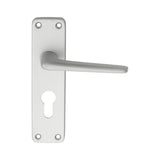 ALUMINIUM LEVER ON BACKPLATE - LOCK EURO PROFILE 47.5MM C/C - SATIN ANODISED ALUMINIUM - 152MM X 41MM - PAIR