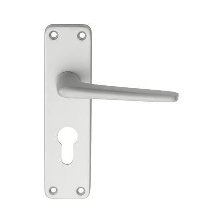 ALUMINIUM LEVER ON BACKPLATE - LOCK EURO PROFILE 47.5MM C/C - SATIN ANODISED ALUMINIUM - 152MM X 41MM - PAIR