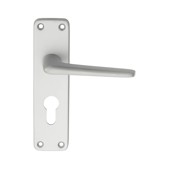 ALUMINIUM LEVER ON BACKPLATE - LOCK EURO PROFILE 47.5MM C/C - SATIN ANODISED ALUMINIUM - 152MM X 41MM - PAIR