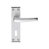 ALUMINIUM MIAL LEVER ON BACKPLATE - LOCK 57MM C/C - SATIN ANODISED ALUMINIUM - 150MM X 38MM - PAIR