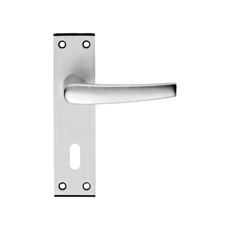 ALUMINIUM MIAL LEVER ON BACKPLATE - LOCK 57MM C/C - SATIN ANODISED ALUMINIUM - 150MM X 38MM - PAIR