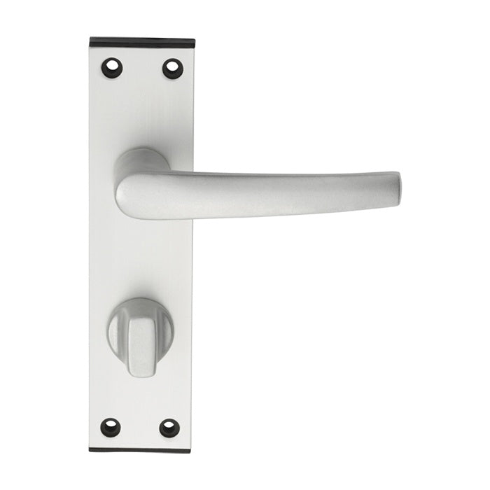 ALUMINIUM MIAL LEVER ON BACKPLATE - BATHROOM/PRIVACY - SATIN ANODISED ALUMINIUM - 150MM X 38MM - PAIR