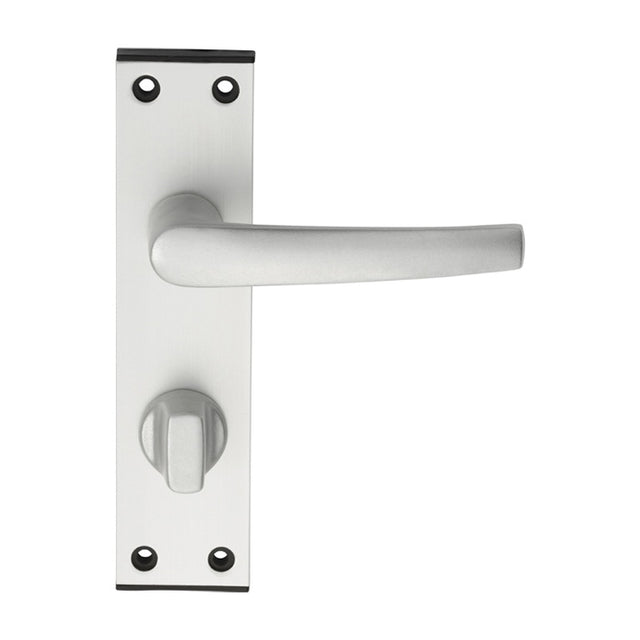 ALUMINIUM MIAL LEVER ON BACKPLATE - BATHROOM/PRIVACY - SATIN ANODISED ALUMINIUM - 150MM X 38MM - PAIR