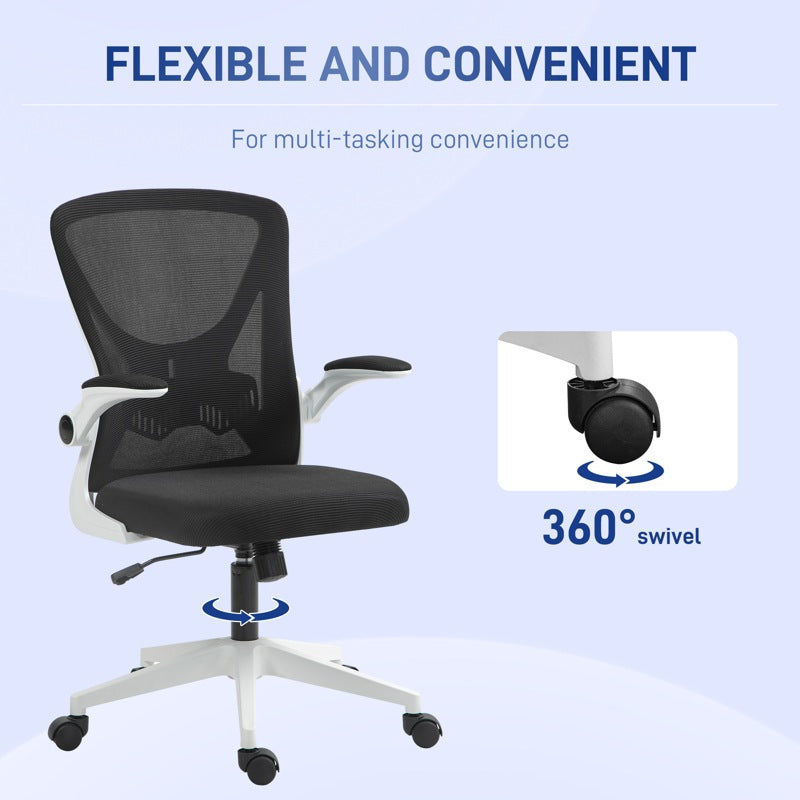 Vinsetto Mesh Back Office Chair, with Flip-Up Arms - Black and White