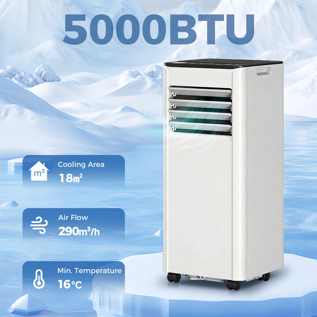 HOMCOM Portable Air Conditioner 5000 BTU, 4-in-1 AC Unit with Cool, Dehumidifier, Fan, Sleep Mode, WiFi Voice Remote Control