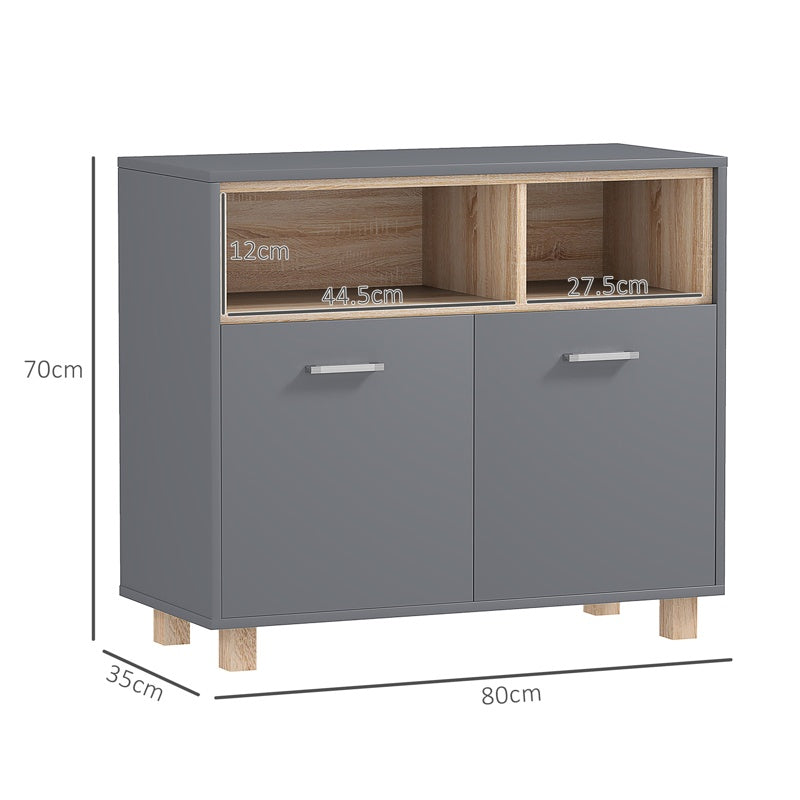 HOMCOM Freestanding Bathroom Cabinet, Bathroom Storage Unit, Bathroom Storage Cabinet with Open Compartments and Double Doors