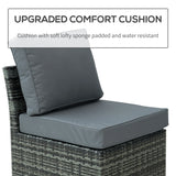 Outsunny 5 PCS Outdoor Rattan Wicker Sofa Sets Reclining Sofa Adjustable Canopy & Side Table Dining Table Set Sectional Conversation Furniture w/ Cushions, Mixed Grey