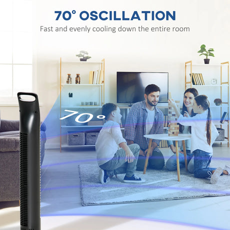 HOMCOM 31" Oscillating Tower Fan with Remote Control, 7.5H Timer, 3 Speed 3 Modes, Electric Floor Standing Cooling Fan for Home Bedroom Office, Black