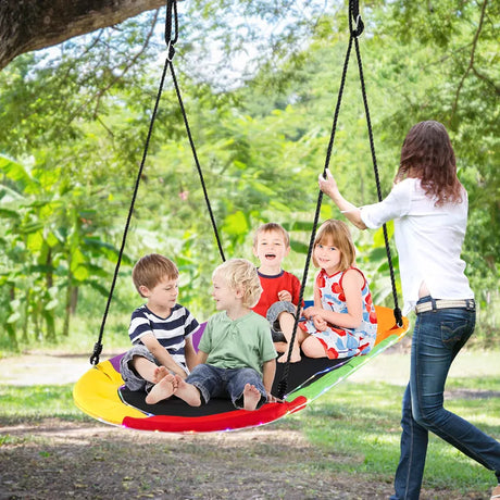 150 cm Saucer Swing with LED Lights and Adjustable Ropes-Colourful
