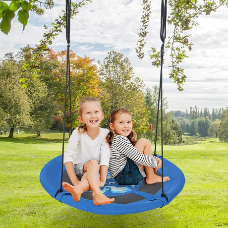 40 Inches Saucer Tree Swing with Adjustable Hanging Ropes and 900D Oxford Fabric-Whale