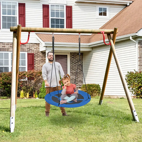 40 Inches Saucer Tree Swing with Adjustable Hanging Ropes and 900D Oxford Fabric-Whale
