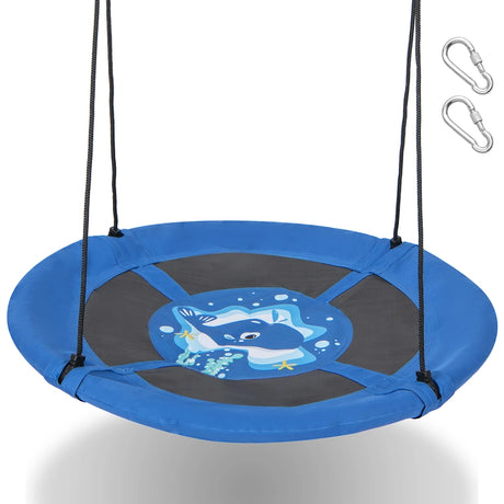 40 Inches Saucer Tree Swing with Adjustable Hanging Ropes and 900D Oxford Fabric-Whale