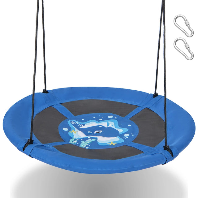 40 Inches Saucer Tree Swing with Adjustable Hanging Ropes and 900D Oxford Fabric-Whale