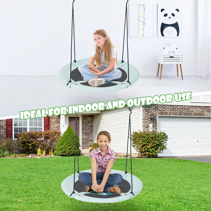 40 Inches Saucer Tree Swing with Adjustable Hanging Ropes and 900D Oxford Fabric-Forest