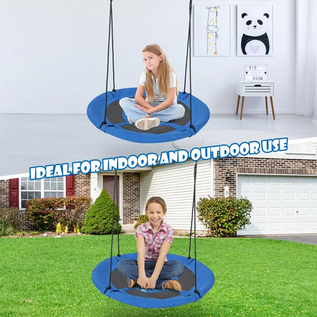 40 Inches Saucer Tree Swing with Adjustable Hanging Ropes and 900D Oxford Fabric-Whale