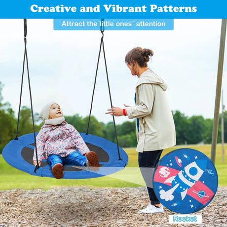 40 Inches Saucer Tree Swing with Adjustable Hanging Ropes and 900D Oxford Fabric-Rocket