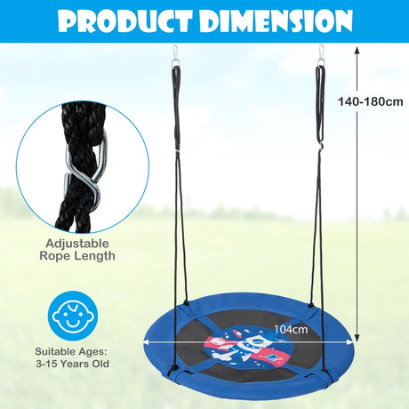 40 Inches Saucer Tree Swing with Adjustable Hanging Ropes and 900D Oxford Fabric-Rocket