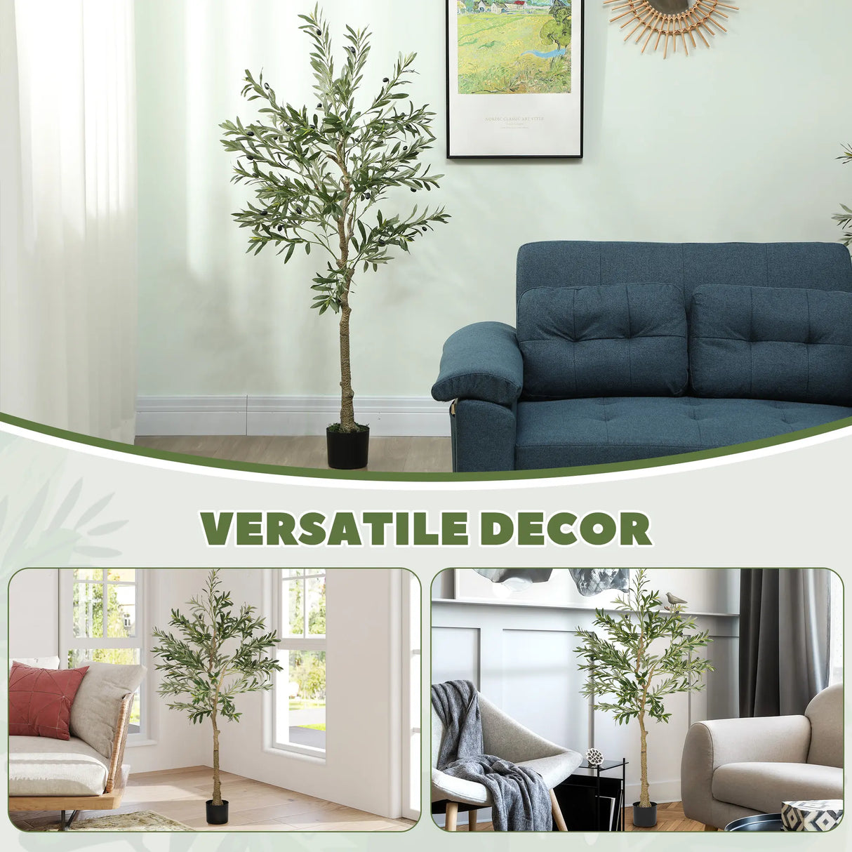 HOMCOM Silk Leaf Artificial Olive Trees