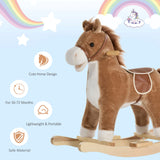 HOMCOM Kids Classic Rocking Horse, with Moving Mouth, Neighing Sounds, Brown