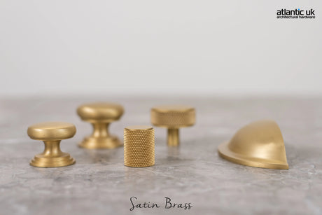 Old English Winchester Solid Brass Cabinet Cup Pull on Concealed Fix - Satin Brass - Each