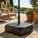 Outsunny Garden Parasol Base with Wheels, Telescopic Handle, 72 kg /45 kg Fillable Sun Umbrella Base Parasol Stand, Black