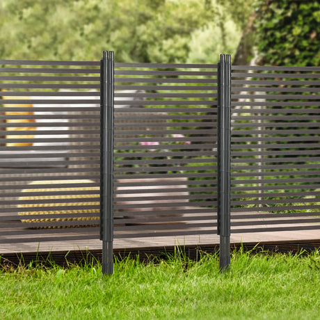 Outsunny Garden Fence with 2 Standing Ways for Hard & Soft Ground, Decorative Outdoor Divider, Animal Barrier Fence, Brown