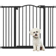 PawHut Metal 74-100cm Adjustable Pet Gate Safety Barrier w/ Auto-Close Door Black