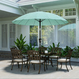 Outsunny 2 m Shanghai Garden Parasol Umbrella with 16 Fibreglass Ribs, Outdoor Parasol Sun Shade with Crank & Tilt, Turquoise