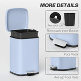 HOMCOM 20L Modern Boxy Metal Home Kitchen Bin - Light Blue