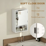 HOMCOM Bathroom Cabinet, Wall Mounted Storage Cabinet with Adjustable Shelves, 40 x 20 x 60 cm, White