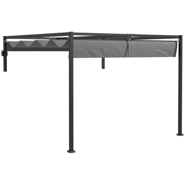 Outsunny 2 x 3(m) Lean To Steel Pergola, with Moving Fabric Canopy - Dark Grey