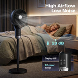 HOMCOM 20 dB Silent Standing Fan, Pedestal Fan with Remote, Oscillating, 8 Speeds, Adjustable Height, 12H Timer